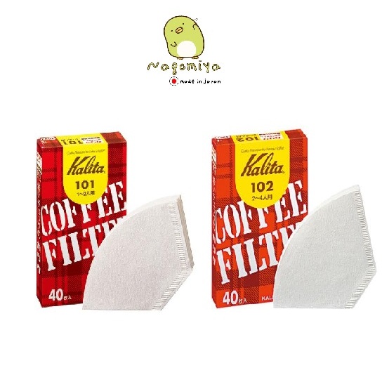 Kalita Kalita Coffee Filter 101,102 กระดาษกรองกาแฟชนิดบรรจุกล่อง 40 ชิ้น สีขาว
