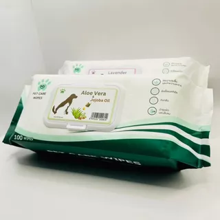 MJ Pet Care Wipes 100 แผ่นใหญ่ ทิชชู่เปียก หมา,แมว ทิชชู่เปียกสัตว์เลี้ยง Pet Wipes