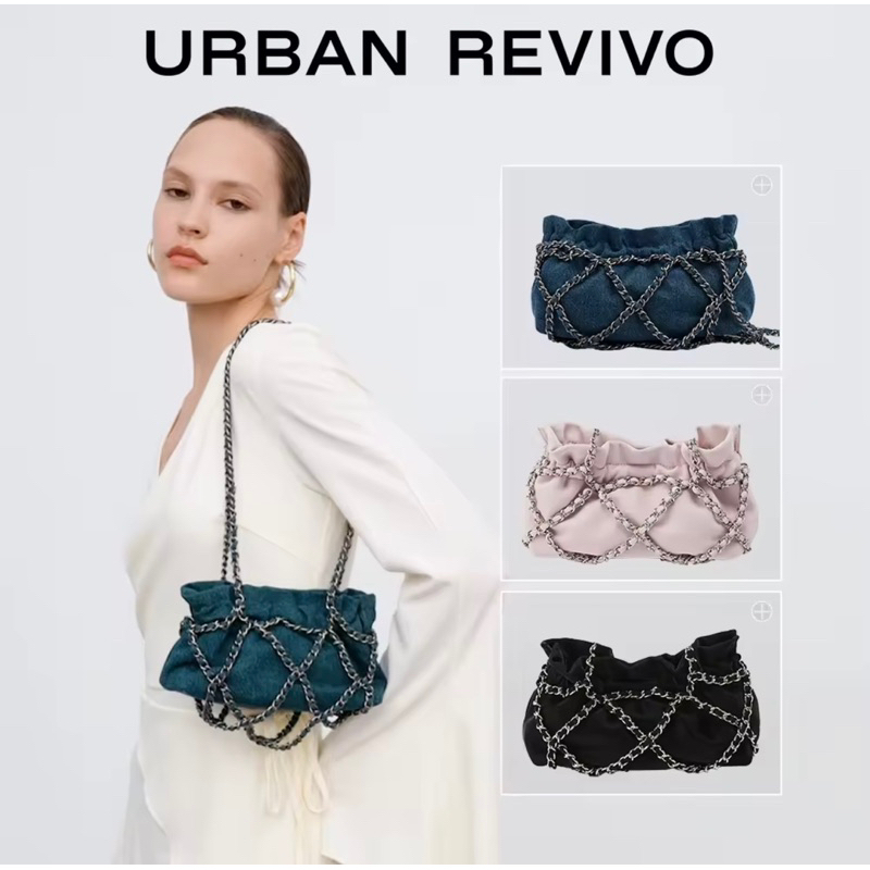 ～ ราคาดีสุด พร้อมส่งแล้วน๊าาแท้100% ใช้โค้ดเหลือ 1236฿ URBAN REVIVOกระเป๋าสะพายข้างห้อยโซ่ขนาดเล็กน้ำหนักเบา