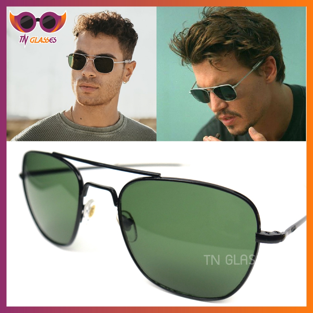 TN Glasses แว่นตา AO แว่นกันแดดทรงวินเทจ ยอดฮิต แว่นนักบิน แว่นทหาร แว่นตำรวจ
