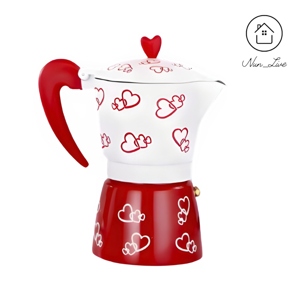 Moka pot หม้อต้มกาแฟ กาต้มกาแฟสด 3cup 6cup ลายหัวใจ