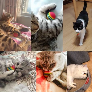 TUBI ของเล่นสัตว์เลี้ยงลูกสุนัขลูกแมวของเล่นลูกแมว Rainbow Chew Interactive Ball