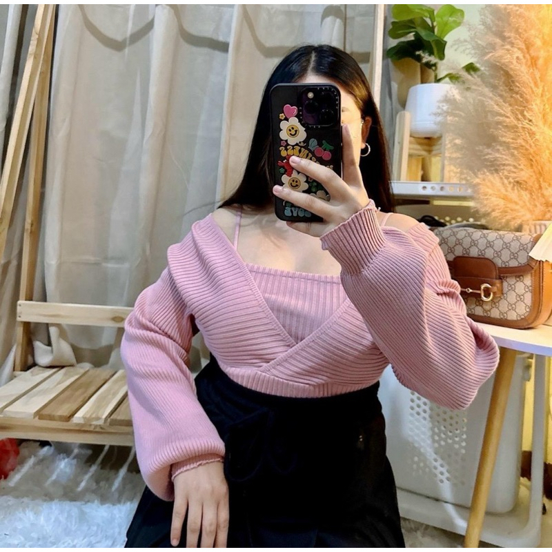 970 เสื้อไหมพรม 3in1 สามารถใส่ได้หลายแบบ : อก 32-44