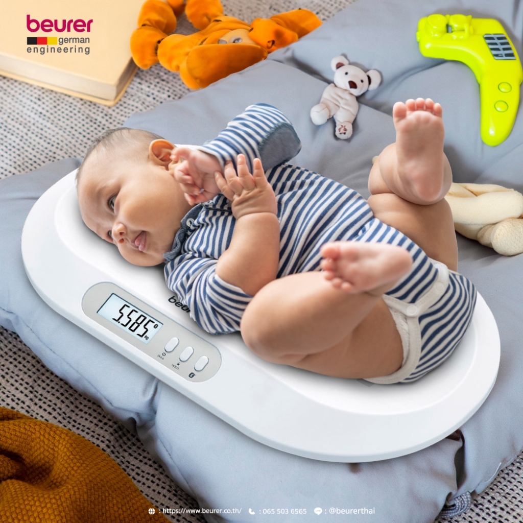 Beurer เครื่องชั่งน้ำหนักทารก เครื่องชั่งน้ำหนักดิจิตอล เด็กอ่อนพร้อมแทบวัดความสูงพร้อมสายวัดความสูง