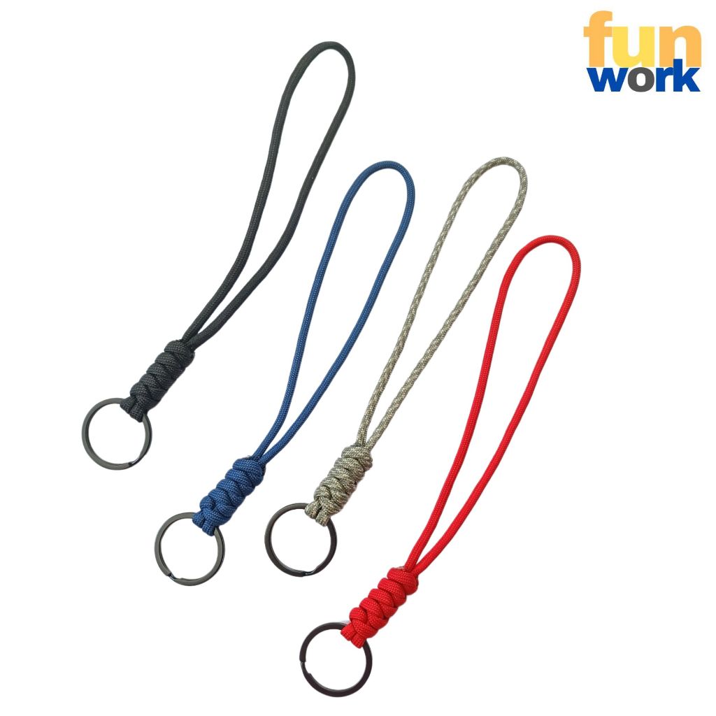 KCPR04 สายคล้องมือ พวงกุญแจ เชือกถัก พาราคอรด paracord พวงกถญแจรถ ห่วงเหล็ก