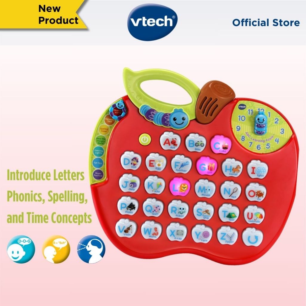 VTech วีเทค การสะกดคำ อ่านออกเสียง ตัวอักษรภาษาอังกฤษ การคำนวณ เกมส์ และเวลา 2-5 ปี 8 in 1 ABC LEARNING APPLE