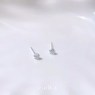 earika.earrings - diamond star stud ต่างหูเพชรเม็ดเดี่ยวรูปดาวก้านเงินชุบทองคำขาว (มีให้เลือก 3 ขนาด) ผิวแพ้ง่ายใส่ได้