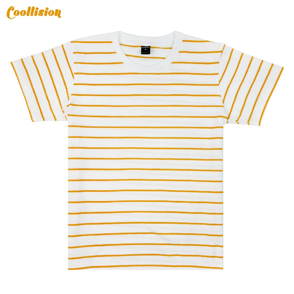 #COOLLISION (NEW!!) Mini-yellow เหลืองขาวริ้วมินิ เสื้อลายทาง unisex ผ้าไม่ลื่น ฝ้าย สีไม่ตก