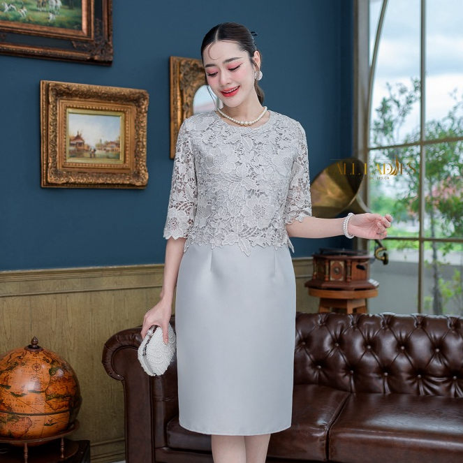 All Ladies เดรส Hiend แขนศอก ผ้าสวยพรีเมี่ยมทอลายแน่น ๆออกงาน ห้ามพลาดค่ะ
