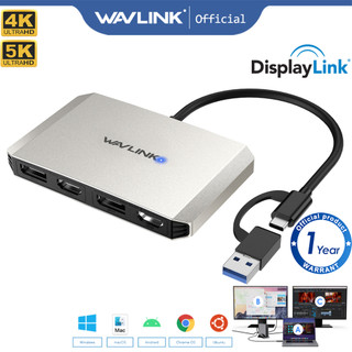 Wavlink WL-UG69DH2 อะแดปเตอร์ USB พร้อมจอแสดงผล USB A TYPE C เป็น 2 มอนิเตอร์ HDMI หรือ Displayport 4K 5K 60HZ