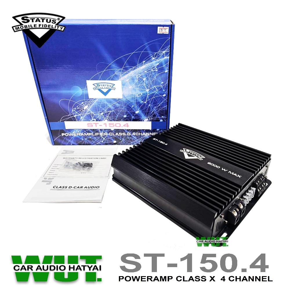 ● STATUS เพาเวอร์แอมป์ขับลำโพงเสียงกลางแหลมหรือซับเบส CLASS X 4Channel 2000Watts. Status ST-150.4