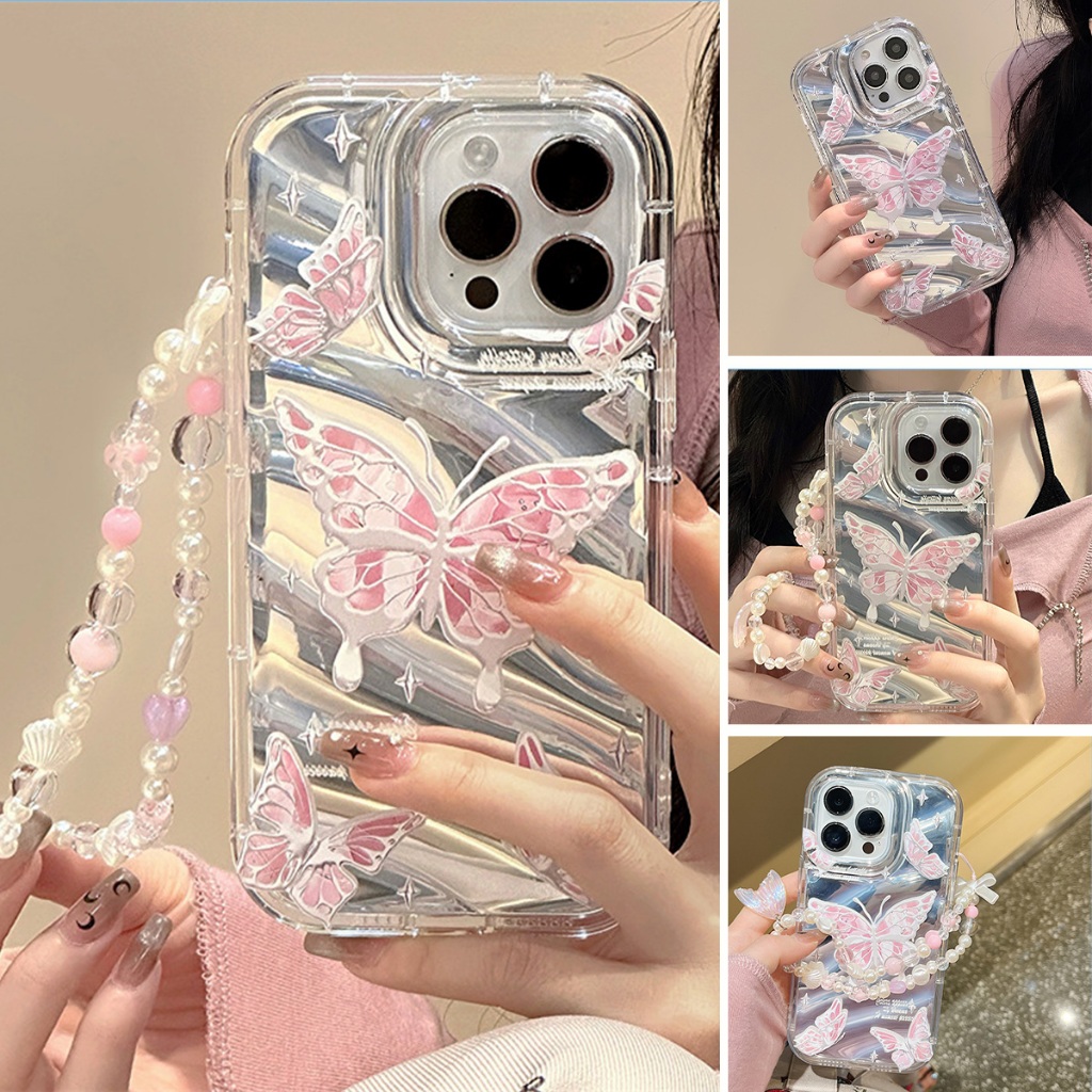 【COD+สร้อยข้อมือ】Case เคส For iPhone 16 13 11 15 14 12 Pro MAX XR XS Max SE 6 7 8 Plus 2020 เคสใสกันกระแทก บุคลิกเย็นช