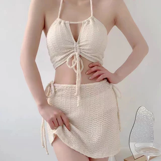 🌸Swift Bra🌸bikini Sexy ชุดว่ายน้ำสตรีสไตล์เกาหลี บิกินี่ 3 ชิ้น บิกินี่ชายหาด ผ้าแห้งไว ทรงเข้ารูป สายปรับได้สำหรับสาวๆ