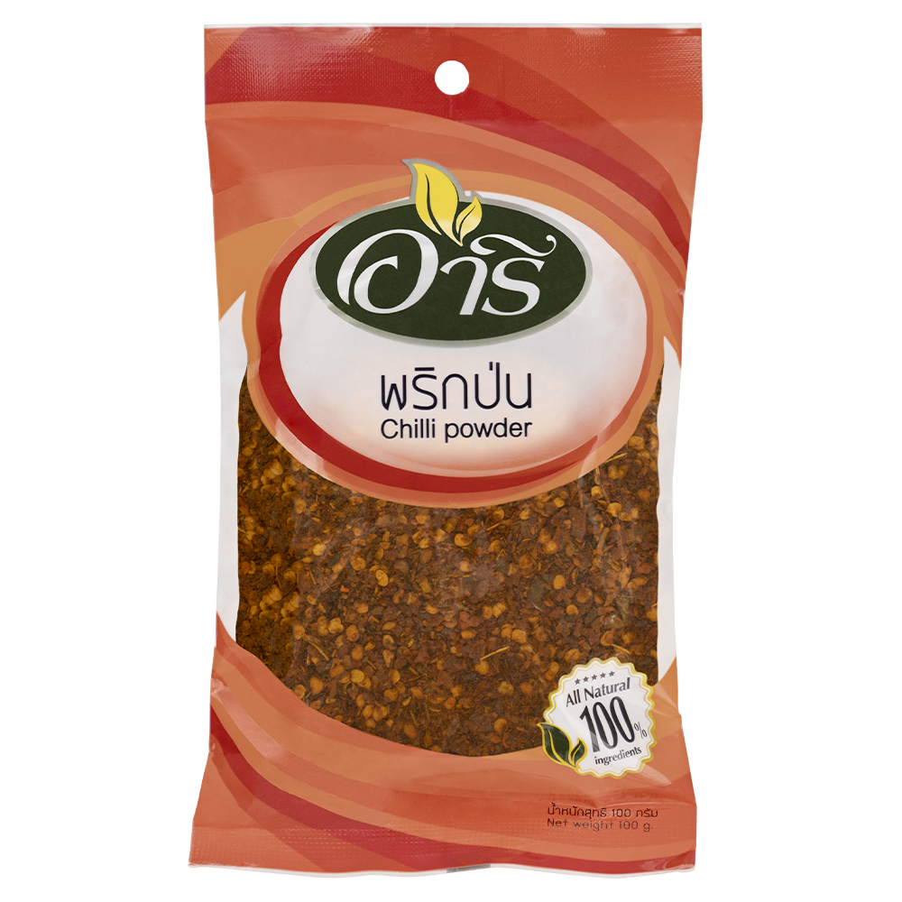 พริกป่นหยาบ ตราอารี ถุง100g Coarse Chili Flakes พริกป่นหยาบเผ็ด พริกขี้หนูบดเผ็ด