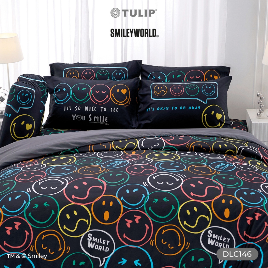 TULIP Delight สไมลีย์เวิลด์ DLC146 ลิขสิทธิ์แท้ Smiley World ชุดผ้าปูที่นอน ผ้าห่ม ผ้านวม พิมพ์ลายการ์ตูน