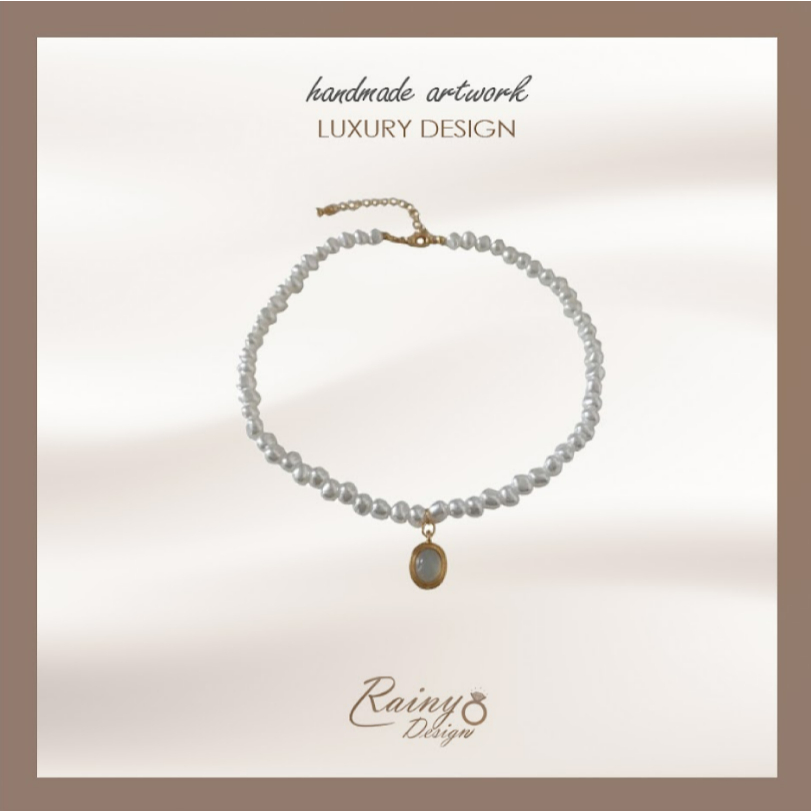 [NECK11] Coquette Necklace สร้อยคอสไตล์ลูกคุณ ทันสมัย สร้อยไข่มุก จี้ทรงกลม มินิมอล