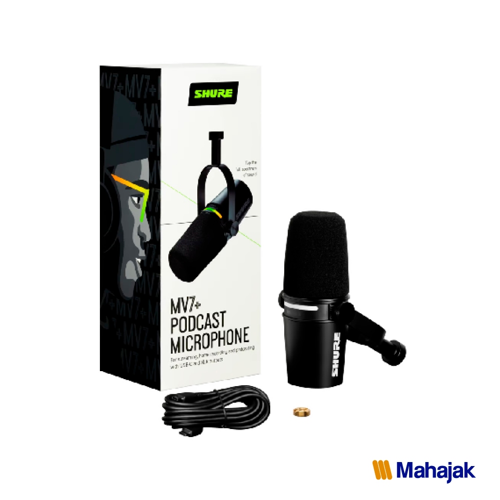 MV7+ Podcast Microphone (ดำ) ไมค์สำหรับบันทึกเสียง งาน Podcast และ Streaming