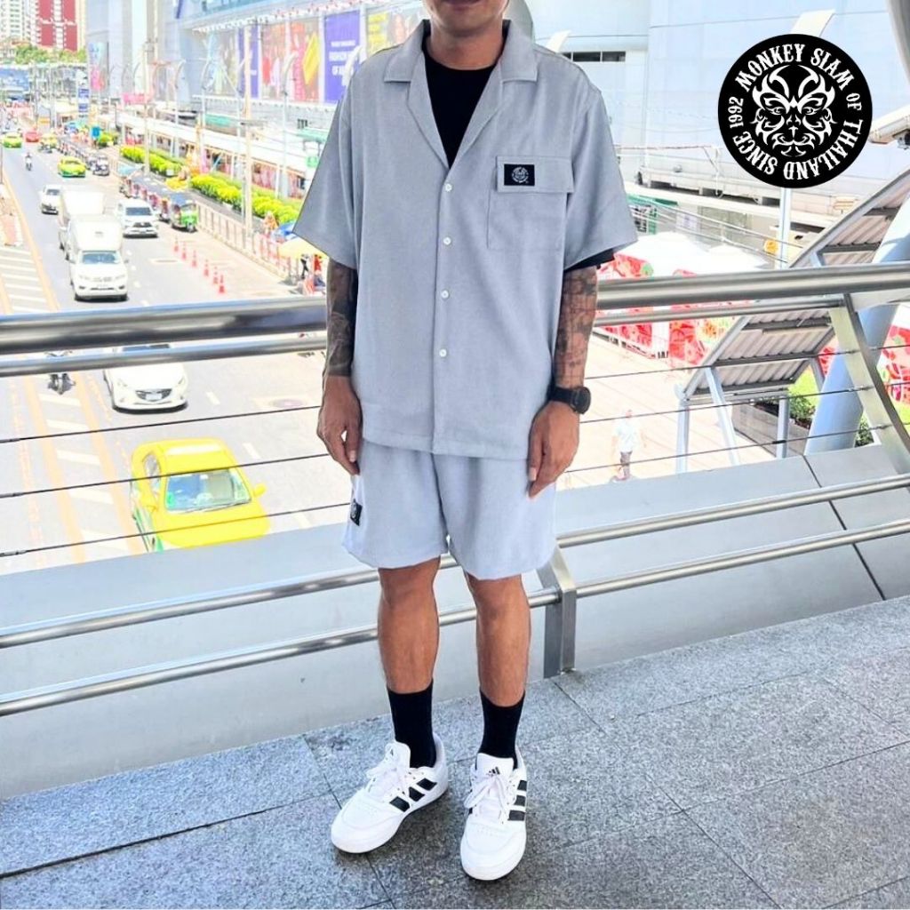 Monkey Siam | กางเกงขาสั้น Hanako M-4XL เอว 25-48 ยับยาก มีน้ำหนัก กางเกงขาสั้นผู้ชาย เอวยางยืด สีพื้น ใส่สบาย