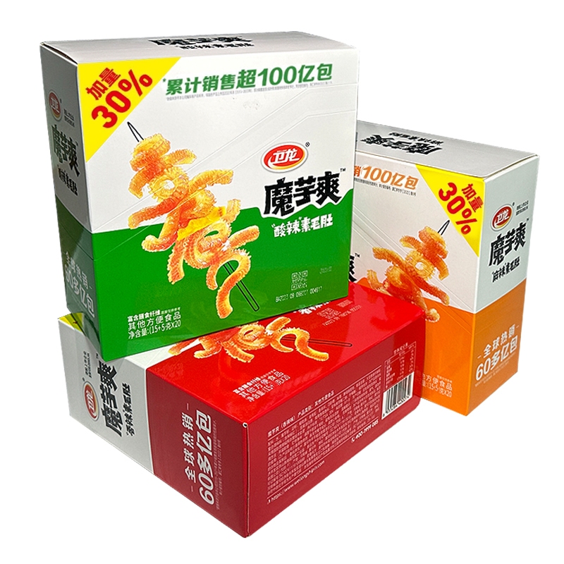 ขนมเส้นบุก รสเปรี้ยวเผ็ด สีเขียว เพิ่มปริมาณ 30% เคี้ยวกรุบ อร่อยชาลิ้น ลองแล้วจะติดใจ ขนมนำเข้า ขนมจีน卫龙魔芋爽 酸辣味