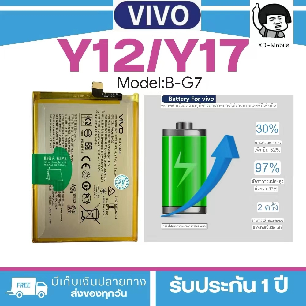 แบตเตอรี่ ViVO. y12/Y17 /Battery / ;Model;B-G7/ ฟรีชุดไขควง hot!!