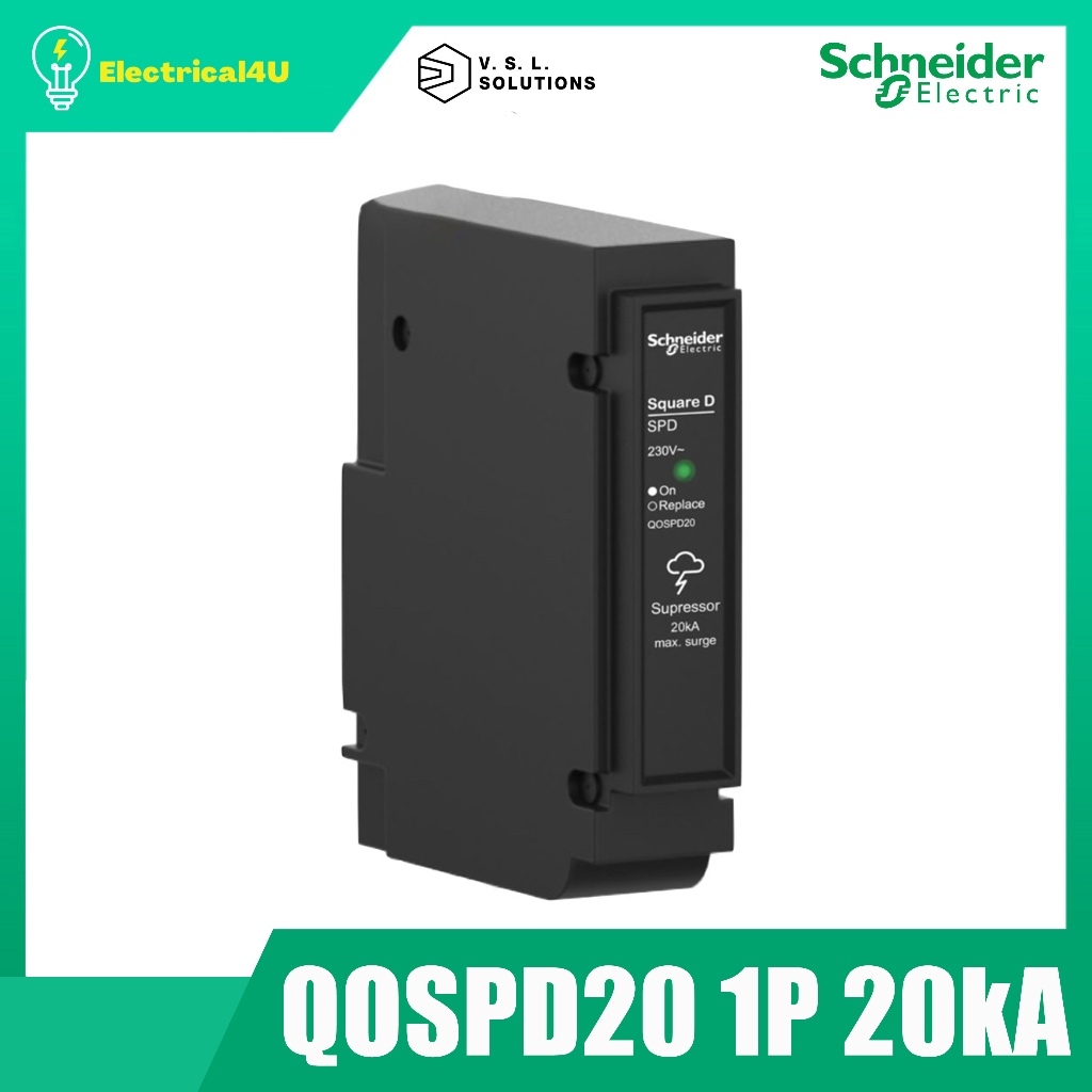 Schneider Electric QOSPD20 1P 20kA 240VAC (SPD) Surge Protective Device