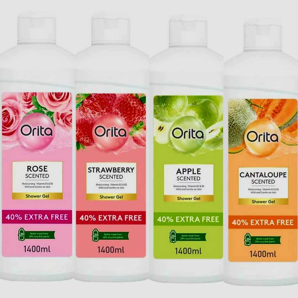 ORITA โอริต้า เจลอาบน้ำ ขนาดบรรจุ 1,400 มล. มีให้เลือก 4 กลิ่น