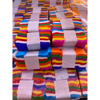 กระดาษสายรุ้ง 7 สี ย่น (แพ็คละ 10มัด) งานวัด งานบุญ ตกแต่งสว…