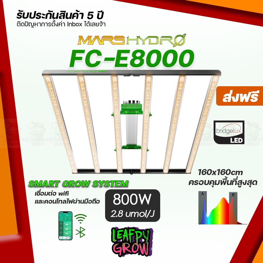 [ส่งฟรี] Mars Hydro FC-E8000 800W E-Series ไฟปลูกต้นไม้ LED Bar Light รุ่น Top Full Sprectrum Grow L