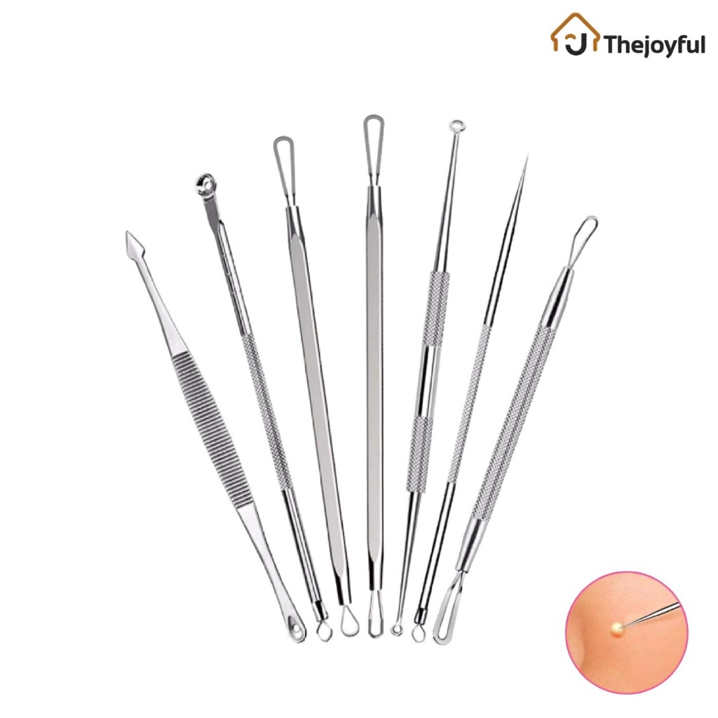 เซทเครื่องมือกำจัดสิว 4ชิ้น 7ชิ้น เครื่องมือกดสิว สำหรับกดสิว แหนบบีบสิว thejoyful