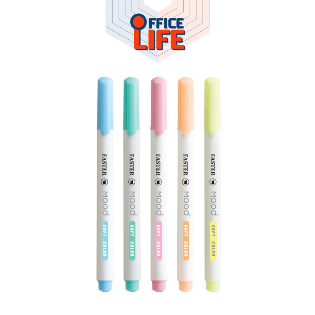Faster ( ฟาสเตอร์ ) ปากกาไฮไลท์ ปากกาเน้นข้อความ รุ่น Mood หมึกแห้งไว กลิ่นไม่ฉุน ( 1 ด้าม )