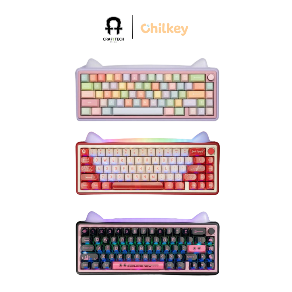 CHILKEY PAW65 คีย์บอร์ดไร้สาย เคสอลูมิเนียม Keyboard 65% พร้อมหูแมวถอดออกได้