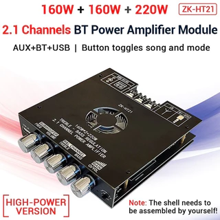 แอมป์จิ๋ว bluetooth ZK-HT21 2*160W พัดลมระบายความร้อนในตัว ซับวูฟเฟอร์เครื่องขยายเสียง ระบบ 2.1ch AUX