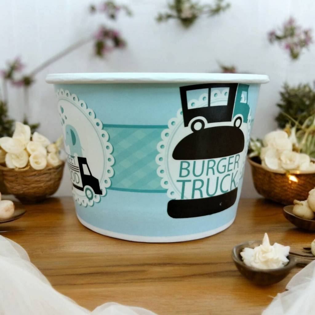 GC ถ้วยกระดาษ ไอติม ใส่ขนม 260 CC แถวละ 50ใบ ถ้วยไอศกรีม 260cc ทรงสูง ปาก 95 คละลาย