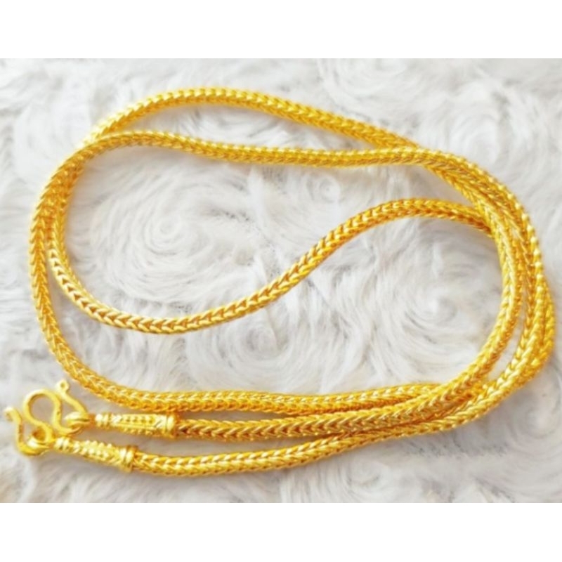 C06สร้อยคอลายสี่เสาตันแน่นหนัก3บาท แถมฟรีตะขอปี้มเพิ่ม1ชิ้น งานคุณภาพสีเหมือนของจริง