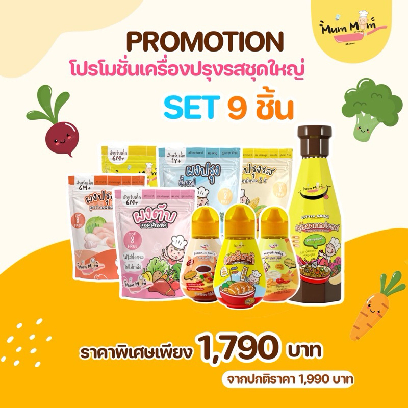 BIG SET‼️ โปรโมชั่นเครื่องปรุงรสสำหรับเด็กหม่ำหม่ำชุดใหญ่ 9 ชิ้น