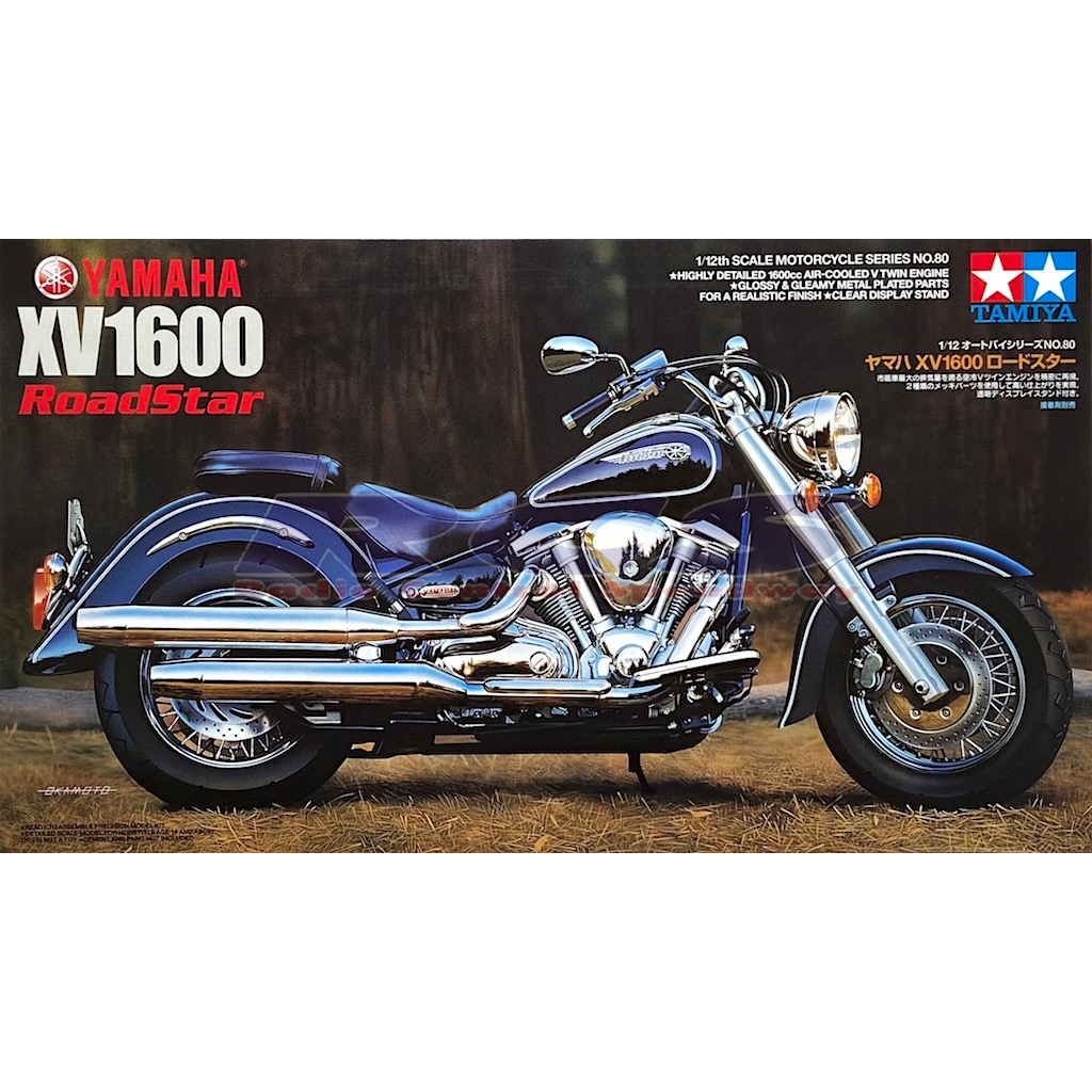 TAMIYA 14080 ชุดประกอบจำลองมาตราส่วน 1:12 YAMAHA XV1600 Road Star โมเดลประกอบ ต้องสร้างและทำสีเอง