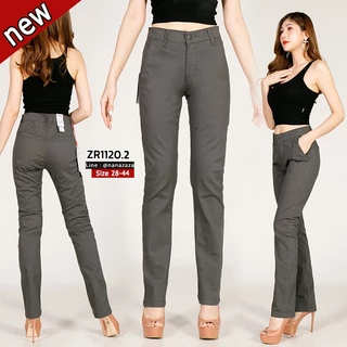(พร้อมส่ง) NANAZAZA - ZR1120 กระบอก ผ้าชิโนยืดหยุ่น เอวกลาง ใส่ทำงาน ใส่เป็น every look ได้