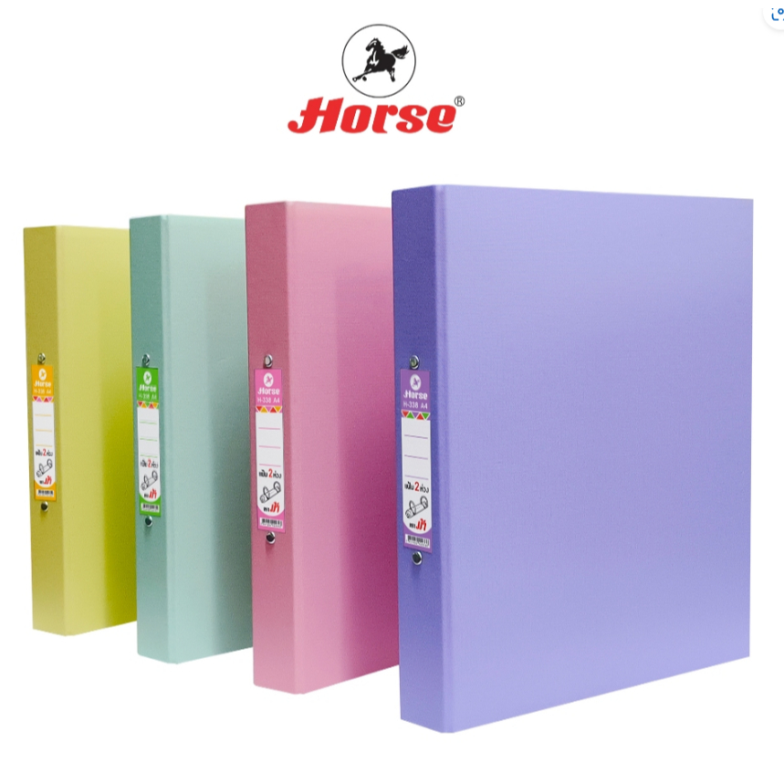 HORSE (ตราม้า) แฟ้มห่วง 2 ห่วง ปกกระดาษ สีพาสเทล 3.5 ซม. ขนาด A4 H-338 - หลากสี จำนวน 1 เล่ม
