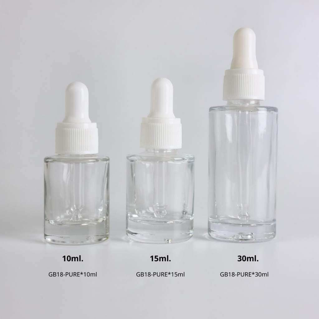 ขวดแก้วพร้อมดรอปเปอร์(ฝาสีขาวหยัก จุกขาว)ขนาด 5ml 10ml 15ml 30ml หัวบีบหยด ใส่เซรั่ม เอสเซ้นต์ น้ำหอม ขวดแบ่ง ภาชนะ