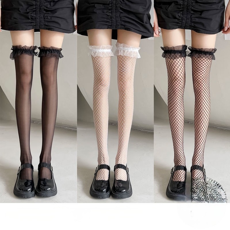 ถุงน่อง ตาข่ายคอสเพลย์ ถุงน่องเซ็กซี่ FF033 ขอบระบาย ส่งไวจากไทย1-3วัน ชุดนอนไม่ได้นอน ชุดนอนเซ็กซี่