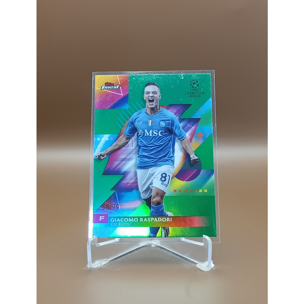 2023-24 Topps Finest UCC UEFA Club Competitions Green Lava Refractor 68/99 Giacomo Raspadori N.56 ใบ