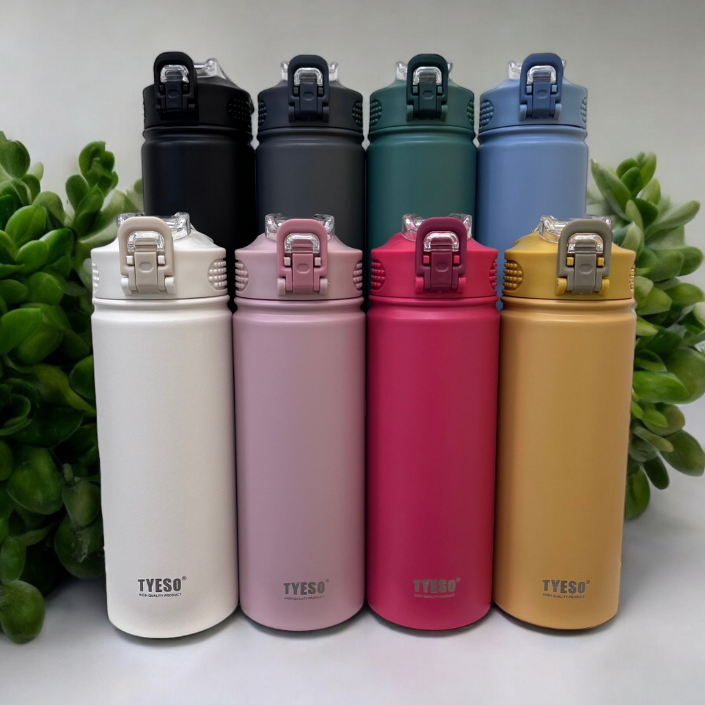 TYESO ขวดน้ำพกพา กระบอกน้ำเก็บความเย็น เก็บอุณหภูมิเย็นและร้อน ขนาด 600ml , 750ml (ของแท้)