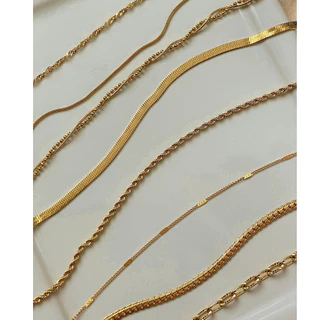 สร้อยคอเรียบ วัสดุสแตนเลสแท้ สร้อยเปล่า ชุบทอง 18K สร้อยคอรวมทุกรุ่น Necklace Givemethat