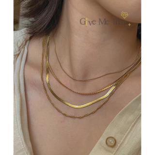 สร้อยคอเรียบ วัสดุสแตนเลสแท้ สร้อยเปล่า ชุบทอง 18K สร้อยคอรวมทุกรุ่น Necklace Givemethat
