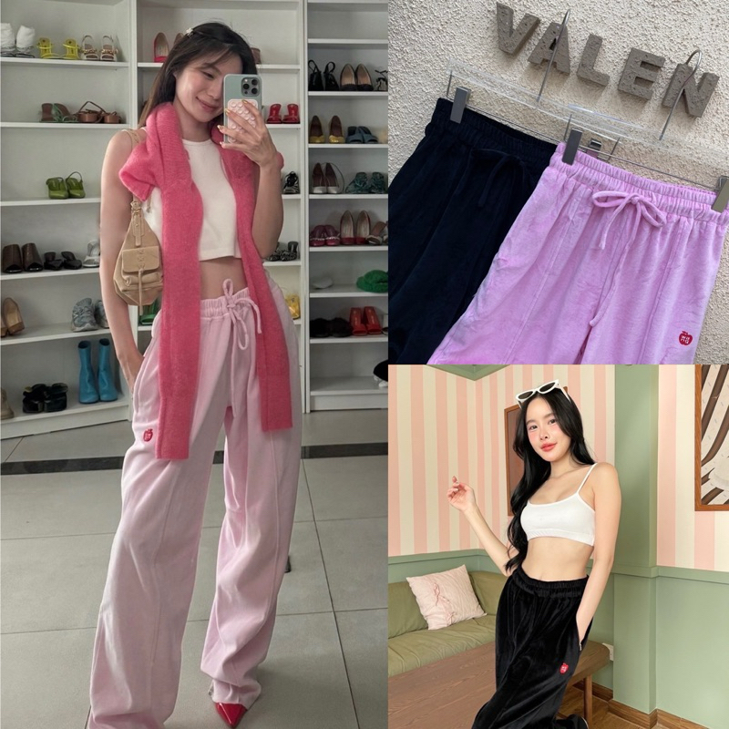 AXW sweatpants กางเกงวอร์มขายาวเอวสูง ดีเทลเป็นงานโลโก้นะคะ ทรงสวย