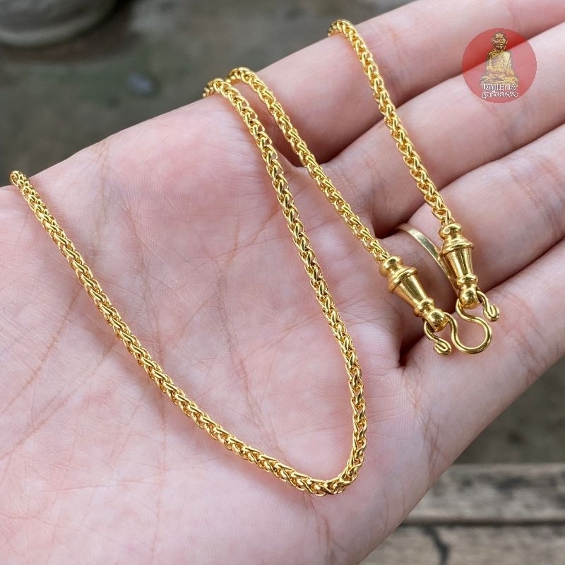 ยูสร้อยพระ สร้อย เปียกลม หัวจรวด 2.5 สแตนเลสเลเซอร์22k ไม่ดำ ไม่เป็นสนิม