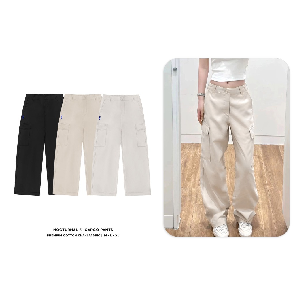 กางเกงคาร์โก้ทรงหลวมขาตรงสำหรับทุกเพศ NOCTURNAL Cargo Pants