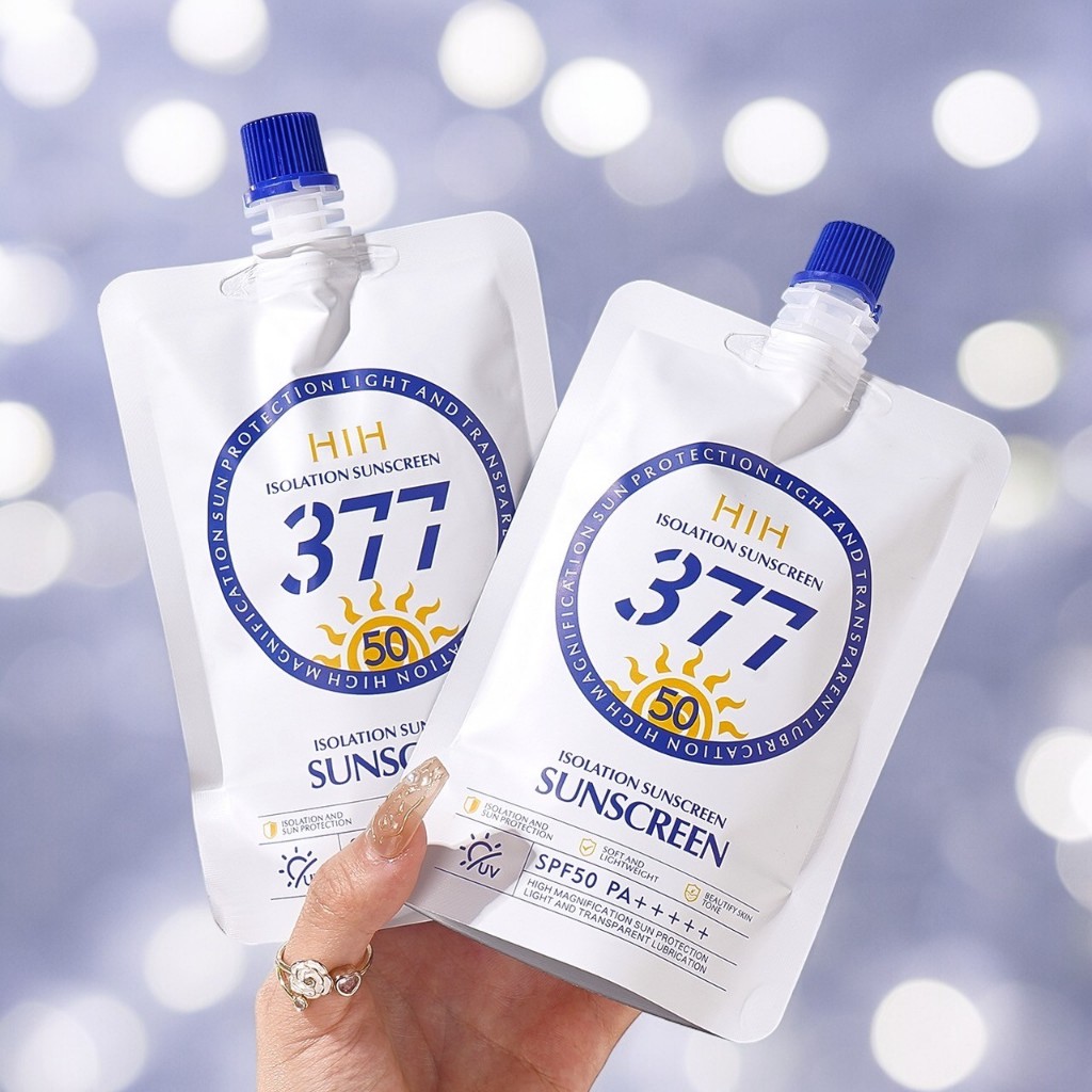 HIH ISOLATION SUNSCREEN 377 ครีมกันแดด SPF50 PA+++++ สามารถปรับสีผิวให้สม่ำเสมอ ปกปิดริ้วรอย ติดทนดี ขนาด 100g.