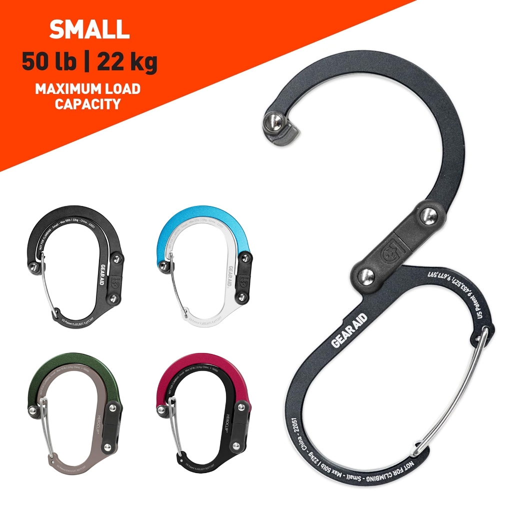 คลิปแขวนอเนกประสงค์ Heroclip small  จาก Gear Aid  รับน้ำหนัก 22 kg หนัก 31 กรัม หมุนได้รอบทิศทาง