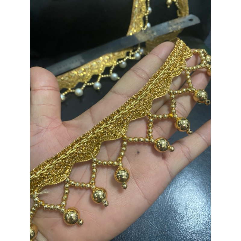 ยกพับ10หลา ตุ้มโยง ลูกไม้ชายครุย ชายครุย พู่ชายครุย ตุ้งติ้งมุก - รูปที่ 2